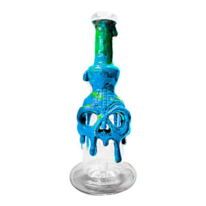 BLACK SHEEP Skull  Glass Clay Bong Blu 24cm Fatto A Mano