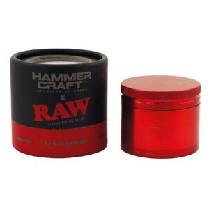 RAW Hammer Craft Medium Aluminium Grinder Red 4 Parts – 55mm