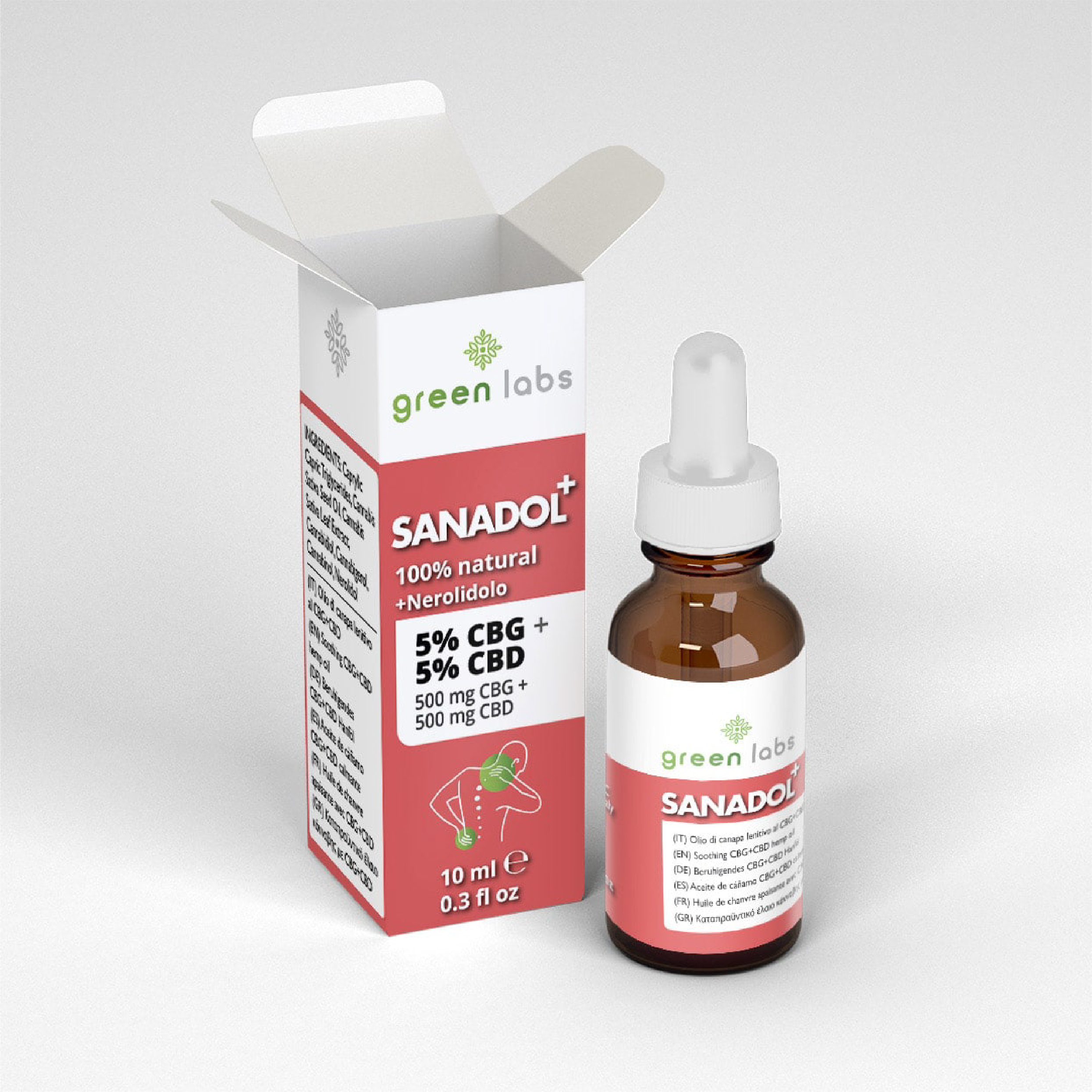 Olio CBD Sanadol+ 5% olio di canapa LENITIVO al CBG + NEROLIDOLO